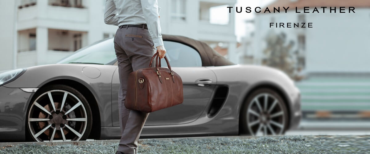 Leather travel luggage for a short trip